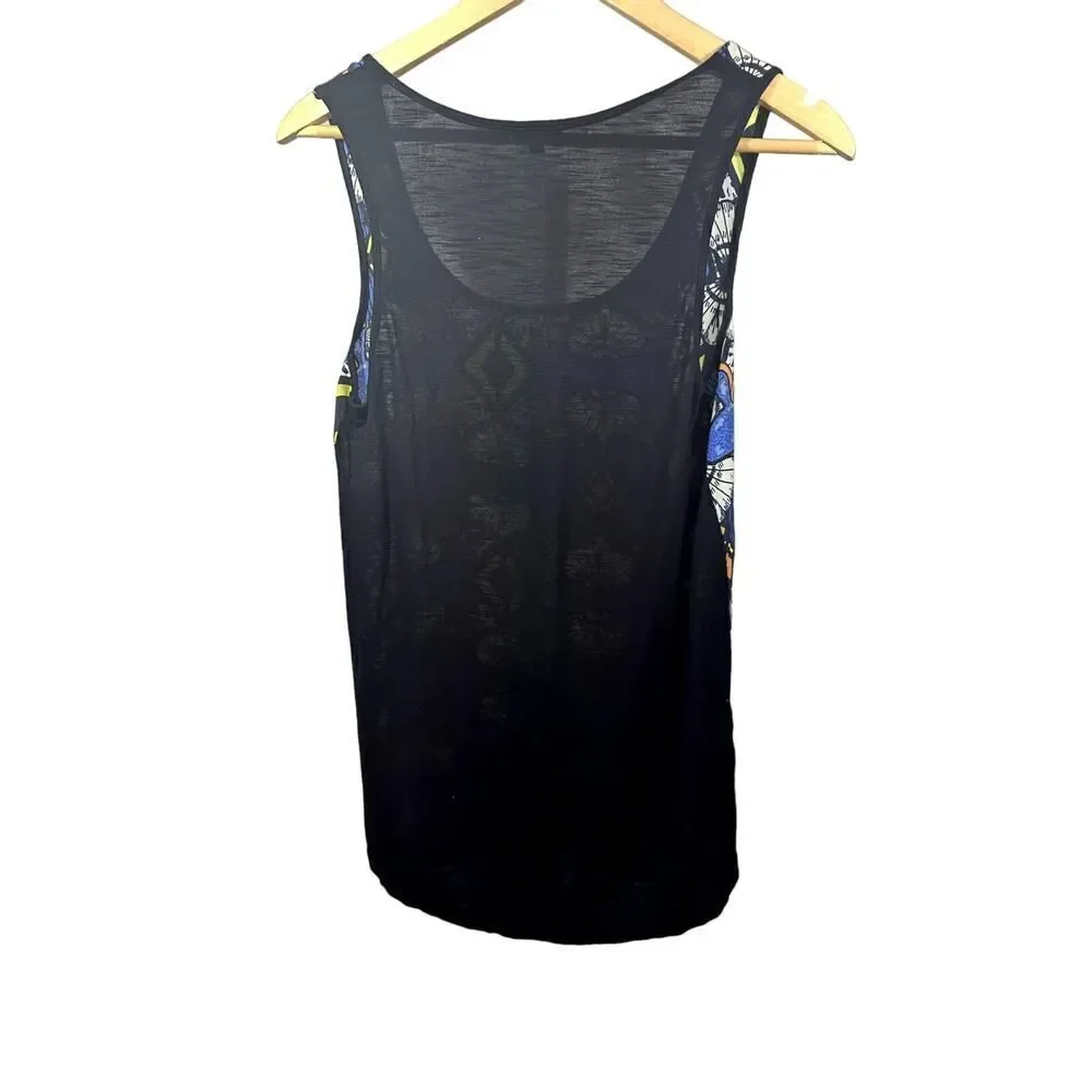 RIVER ISLAND Women's Fan Print Scoop Neck Sleeveless Top Blue Size 8